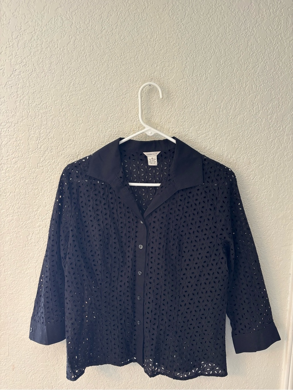 Isabella d. Black Cutwork Button Front Shirt whimsigoth, Grunge, cottagecore